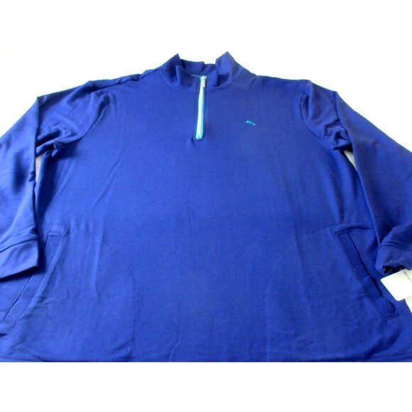 Tommy Bahama Men's 1/4 Zip Mock Neck Pullover Sweatshirt Blue Turquoise NWT - Picture 4 of 5